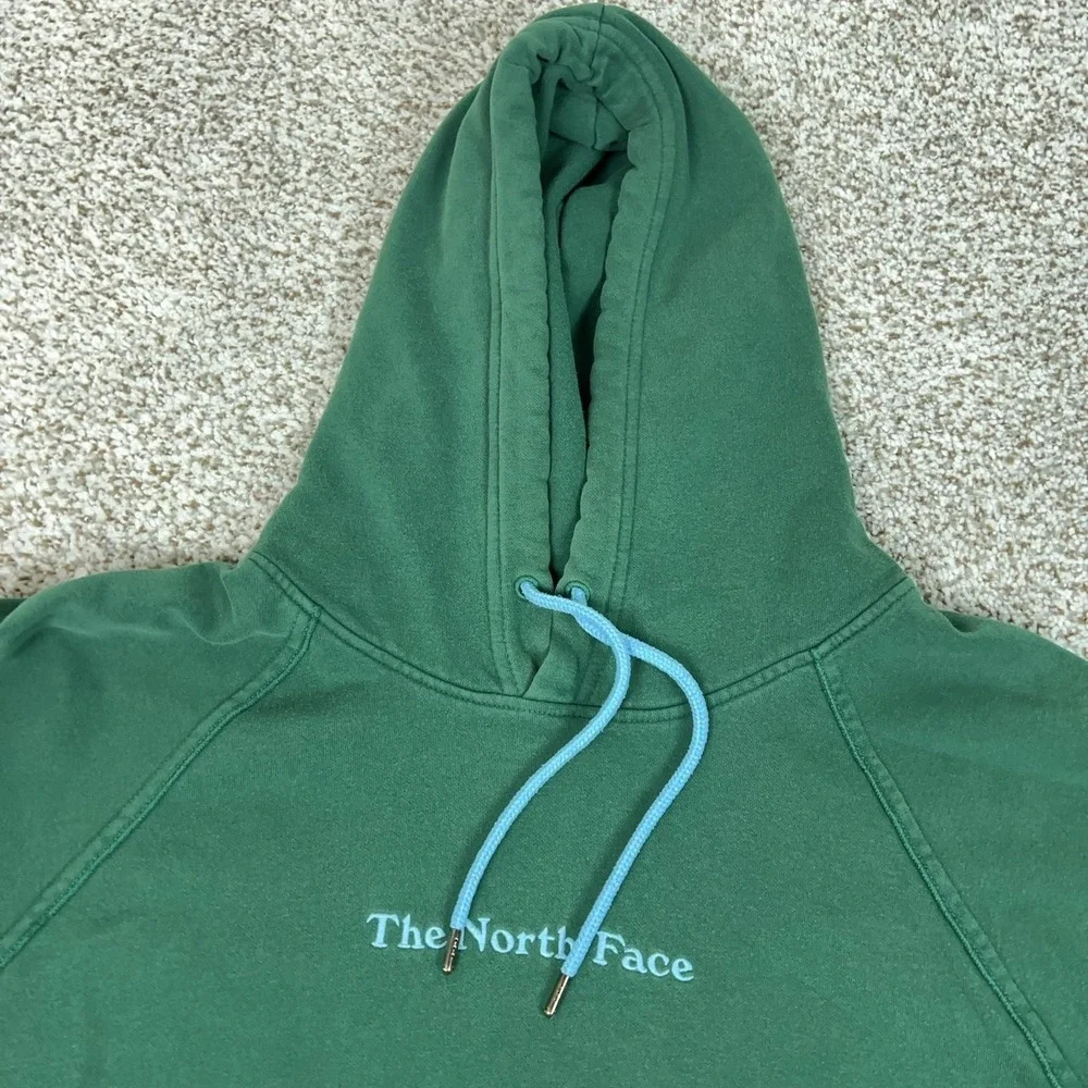 The North Face Hoodie Mens Large Green Pullover Fleece Graphic Outdoor Hiking
